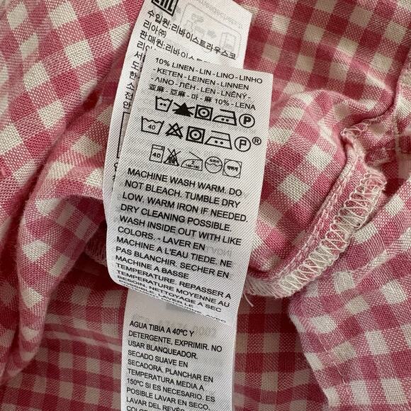 Levi's Women’s Resort Pink and White Gingham Button Down Short Sleeve Shirt 3X - Picture 9 of 12